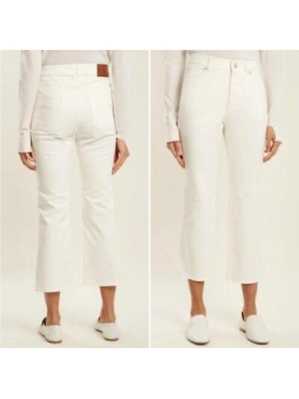 Weekend MaxMara Winter White Cropped Flare Denim Jeans W22 US 4